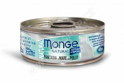 MONGE NATURAL mořské plody s kuřecím masem pro kočky 80g