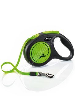 Vodítko FLEXI Neon M pásek 5m/25kg černá/zelená NEW