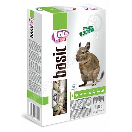 LOLO BASIC kompletní krmivo pro osmáky degu 450g krabička