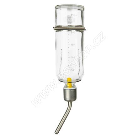 Skleněná napáječka pro morčata 250 ml s úchytem na klec