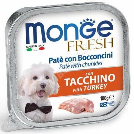 MONGE FRESH - paštika a kousky s krůtou 100g pro psy
