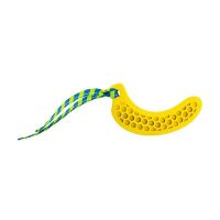 Dentální hračka banán přírodní guma pro štěňata s látkovým střapcem 12 cm HipHop (1)