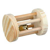 Dřevěný váleček s rolničkou hračka pro morče, králíka 5 x 7 cm (1)