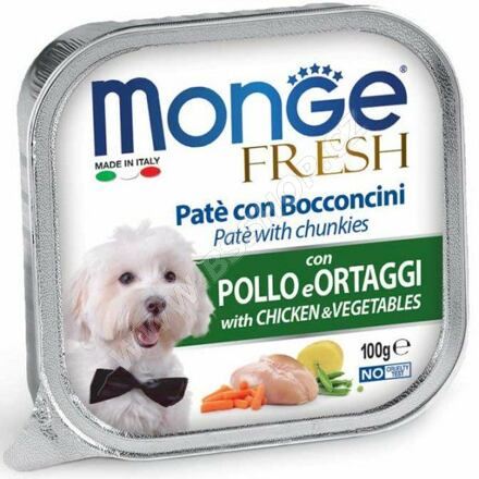 MONGE FRESH - paštika a kousky s kuřetem a zeleninou 100g pro psy