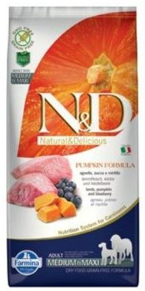 N&D Grain Free Pumpkin DOG Adult Medium/Large Lamb & Blueberry 12kg
