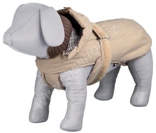 Zimní kabát BRIANZA béžový s kapucí, zateplený XL 65 cm Trixie