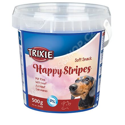 Soft Snack Happy Stripes - hovězí pásky, kyblík 500g Trixie