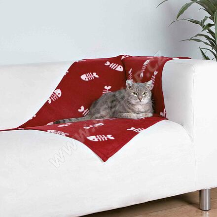 Flaušová deka BEANY 100x70cm - vínová s rybí kostrou