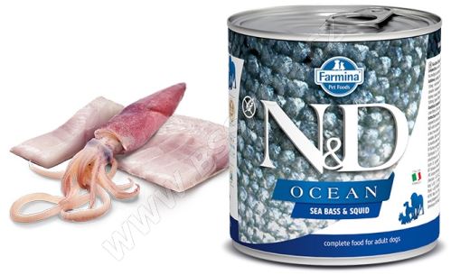 N&D DOG OCEAN Adult Sea Bass & Squid 285g