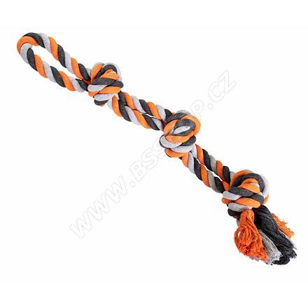 HIP HOP Dvojité lano bavlněné 3 knoty 60cm/450g šedá, tm.šedá, oranžová