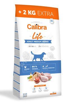 Calibra Dog Life Adult Medium Breed Chicken 12+2kg ZDARMA