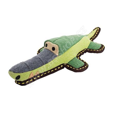Krokodýl jutový 30 cm, robustní aport pro psy, HIPHOP DOG, zelená/šedá