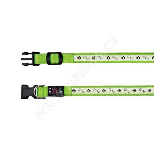 Svítící obojek USB, zelený