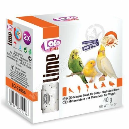 Lolopets Lime minerální kámen s mušlemi pro ptáky 40g