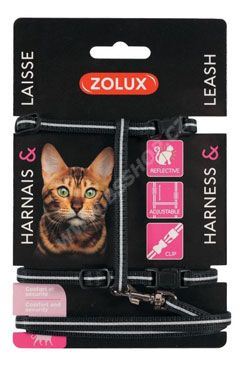 Postroj kočka s vodítkem 1,2m černý Zolux