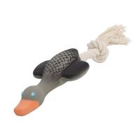Divoká husa MINI s bavlněným lanem, se zvukem, 22cm, šedá,růžová, HipHop (1)
