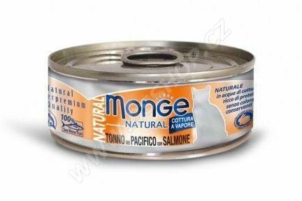 MONGE NATURAL tuňák s lososem pro kočky 80g
