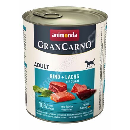 Konzerva ANIMONDA Gran Carno hovězí + losos + špenát 800g