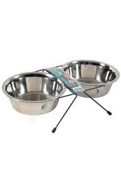 Miska nerez stojan+2 misky pes STEEL 1,3l Zolux