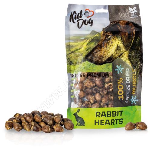 KIDDOG SUPER PREMIUM králičí srdce mrazem sušená, 50g