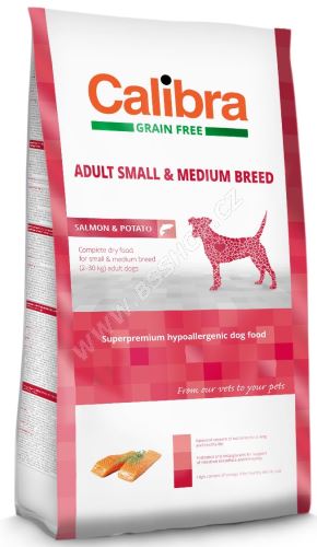 Calibra Dog Grain Free Adult Small & Medium Salmon 12kg