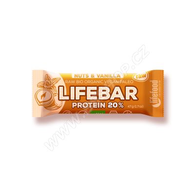 Lifebar Protein oříšková s vanilkou BIO RAW 47g