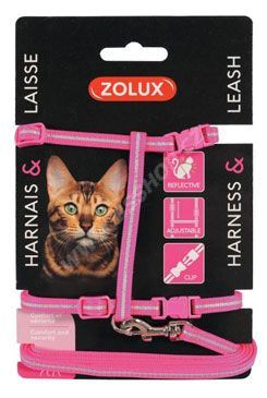 Postroj kočka s vodítkem 1,2m růžový Zolux