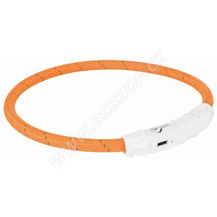Svítící kroužek USB na krk XS-S 35cm/7mm oranžový