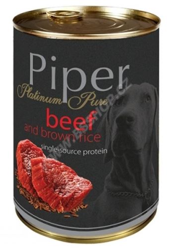 PIPER PLATINUM PURE hovězí s hnědou rýží, konzerva pro psy, 400g
