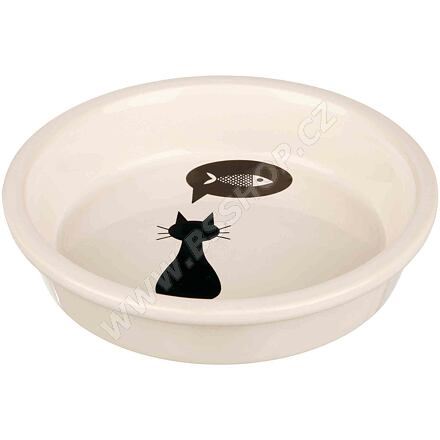 Keramická miska s černou kočkou, s okrajem bílá 0,25l/13cm