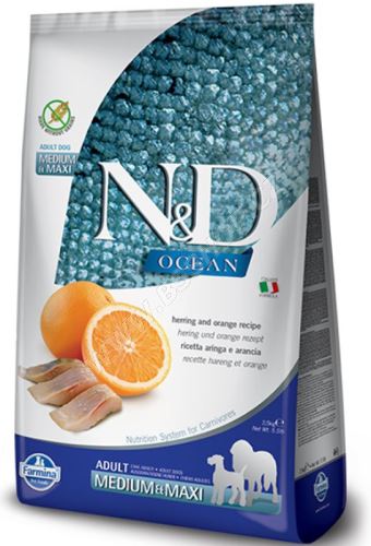 N&D OCEAN DOG Grain Free Adult Medium/Large Herring & Orange 2,5kg