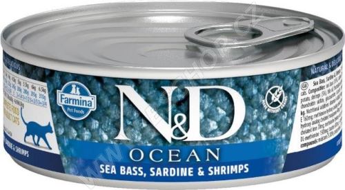 N&D CAT OCEAN Adult Sea Bass & Sardine & Shrimps 80g