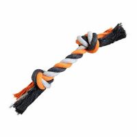 HIP HOP bavlněný uzel 2 knoty 25cm/75g šedá, tm.šedá, oranžová (1)