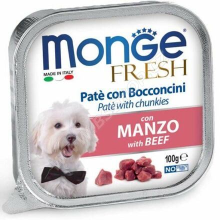 MONGE FRESH - paštika a kousky s hovězím 100g pro psy