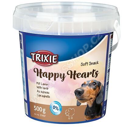 Soft Snack Happy Hearts - srdíčka jehněčí s rýží,kyblík 500g Trixie