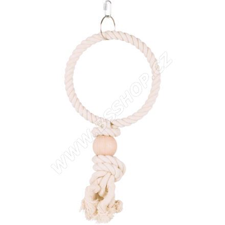 Závěsný bavlněný kruh s dřevěnou koulí 16cm TRIXIE