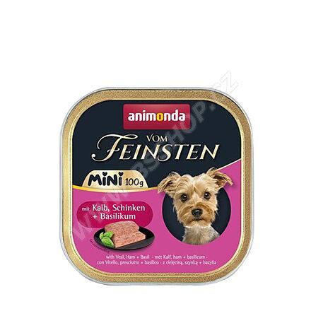 ANIMONDA paštika Vom Feinsten MINI - telecí, šunka, bazalka pro psy 100g