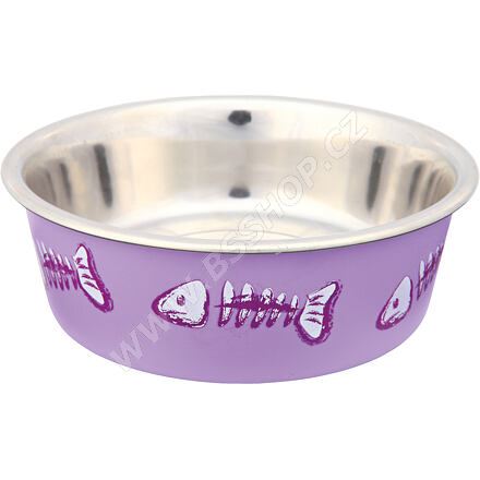 Nerez miska pro kočky v plastovém barevném obalu 0,3l/12cm