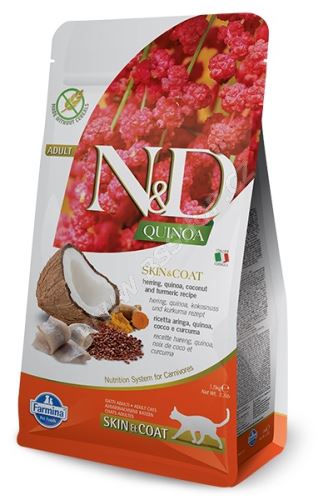 N&D Grain Free Quinoa CAT Skin & Coat Herring & Coconut 300g