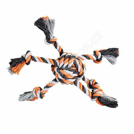 HIP HOP Míč OCTOPUS bavlněný 6 ramen 8cm/160g šedá, tm.šedá, oranžová