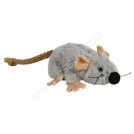 Plyšová myška šedá s catnipem 7cm