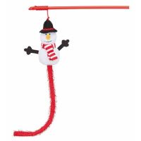 Vánoční hračka pro kočky sněhulák na udici 31cm (1)