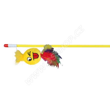 Udice s plyšovou hračkou SMAJLÍK s peřím 50cm