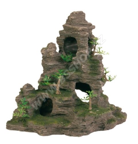 Skalní útvar s jeskyní a roslinami 31cm