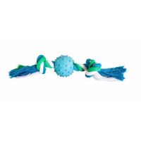 Bavlněný uzel HipHop s gumovým míčem 6cm, 30cm/210g zelená, modrá, bílá Bavlněný uzel HipHop s gumovým míčem 6cm, 30cm/210g zelená, modrá, bílá