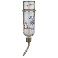 Skleněná napáječka s kovovým pítkem pro králíky 500 ml Skleněná napáječka s kovovým pítkem pro králíky 500 ml