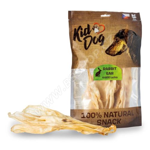 KIDDOG 100% Natural Snack, králičí uši bez srsti 200g (cca 22 ks)