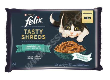 Felix Tasty Shreds Multipack výběr z ryb ve šťávě 4x80g (83986747)