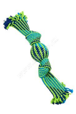 Hračka pes BUSTER Pískací lano s balonkemmodrá/zelená 33cm