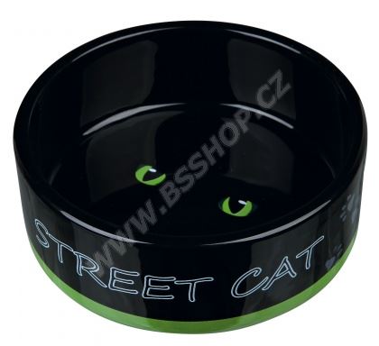 Keramická miska STREET CAT černá s očima 0,3l/12cm